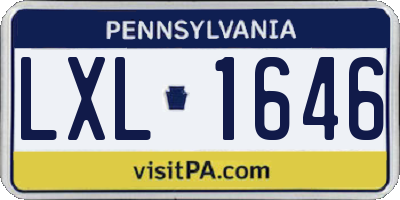 PA license plate LXL1646