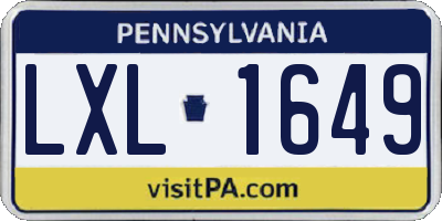 PA license plate LXL1649