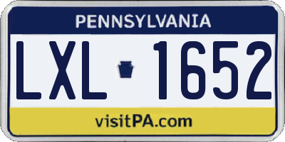 PA license plate LXL1652