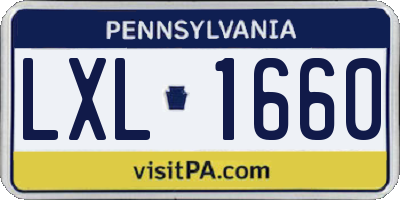 PA license plate LXL1660