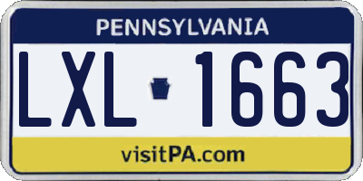 PA license plate LXL1663