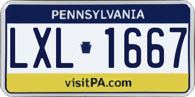 PA license plate LXL1667