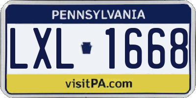 PA license plate LXL1668