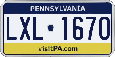PA license plate LXL1670