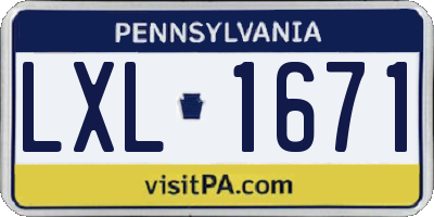 PA license plate LXL1671