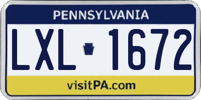 PA license plate LXL1672