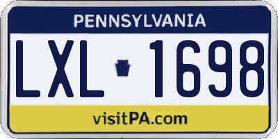 PA license plate LXL1698