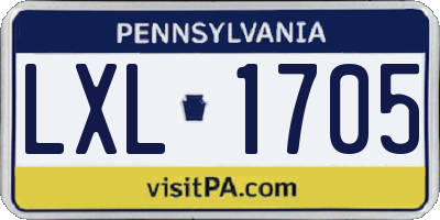 PA license plate LXL1705