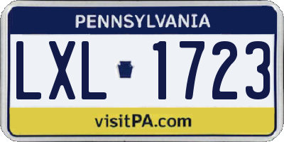 PA license plate LXL1723