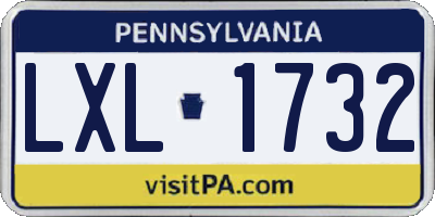 PA license plate LXL1732