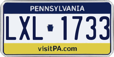 PA license plate LXL1733