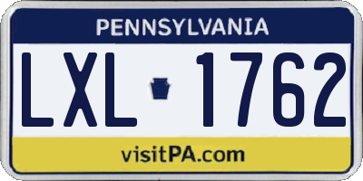 PA license plate LXL1762