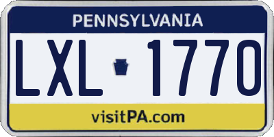 PA license plate LXL1770