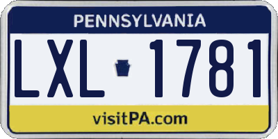 PA license plate LXL1781