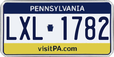 PA license plate LXL1782