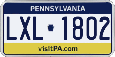 PA license plate LXL1802