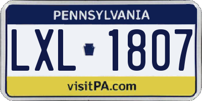 PA license plate LXL1807