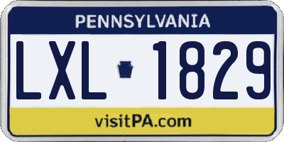 PA license plate LXL1829