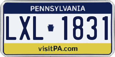 PA license plate LXL1831