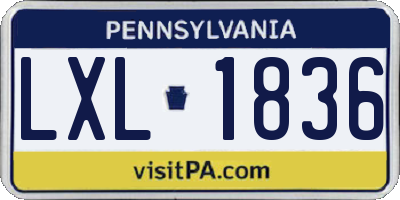 PA license plate LXL1836