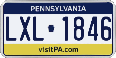 PA license plate LXL1846