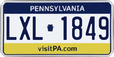 PA license plate LXL1849