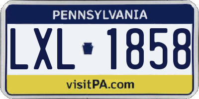 PA license plate LXL1858