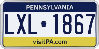 PA license plate LXL1867