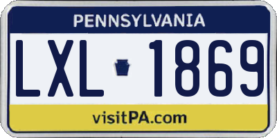 PA license plate LXL1869