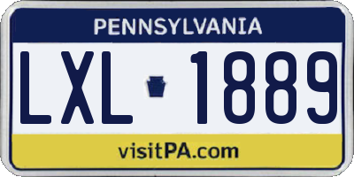PA license plate LXL1889