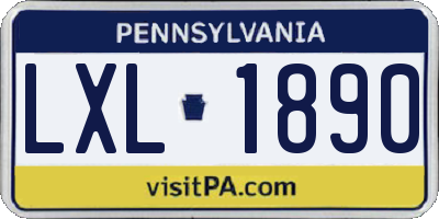 PA license plate LXL1890