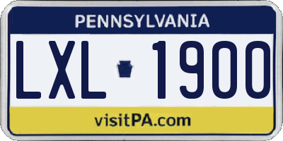 PA license plate LXL1900