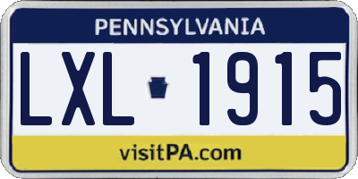 PA license plate LXL1915