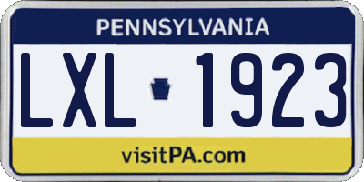 PA license plate LXL1923
