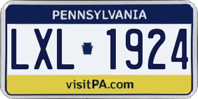 PA license plate LXL1924