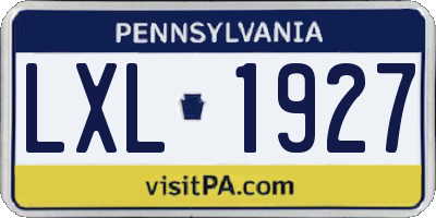 PA license plate LXL1927
