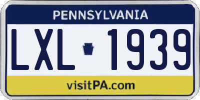 PA license plate LXL1939