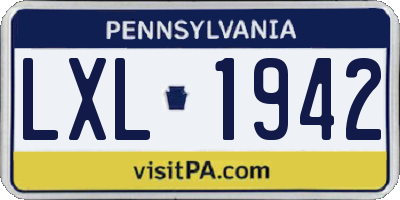 PA license plate LXL1942