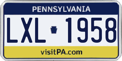 PA license plate LXL1958