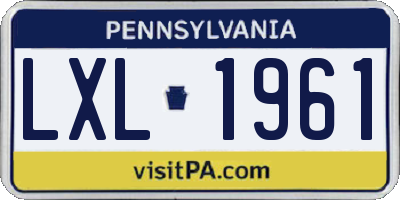 PA license plate LXL1961
