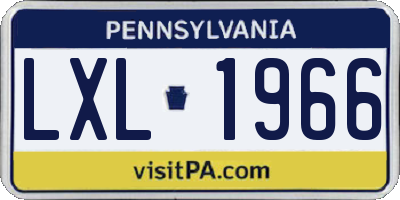 PA license plate LXL1966