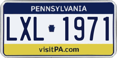 PA license plate LXL1971