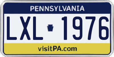 PA license plate LXL1976