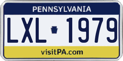 PA license plate LXL1979