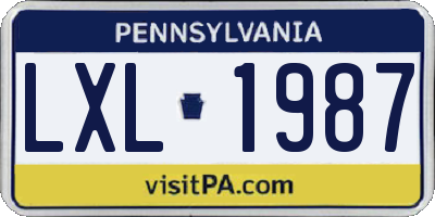 PA license plate LXL1987