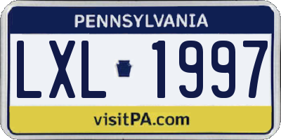 PA license plate LXL1997