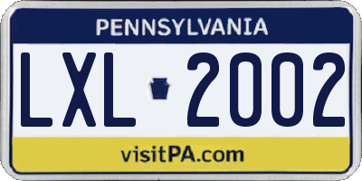 PA license plate LXL2002