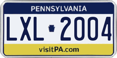 PA license plate LXL2004