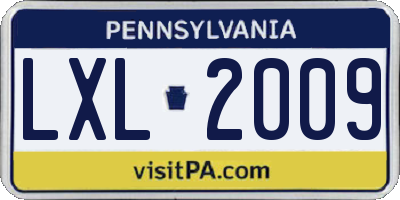 PA license plate LXL2009