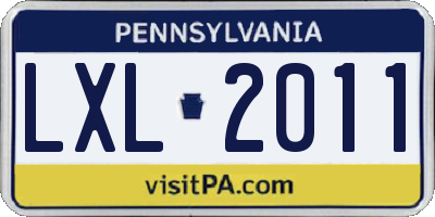 PA license plate LXL2011